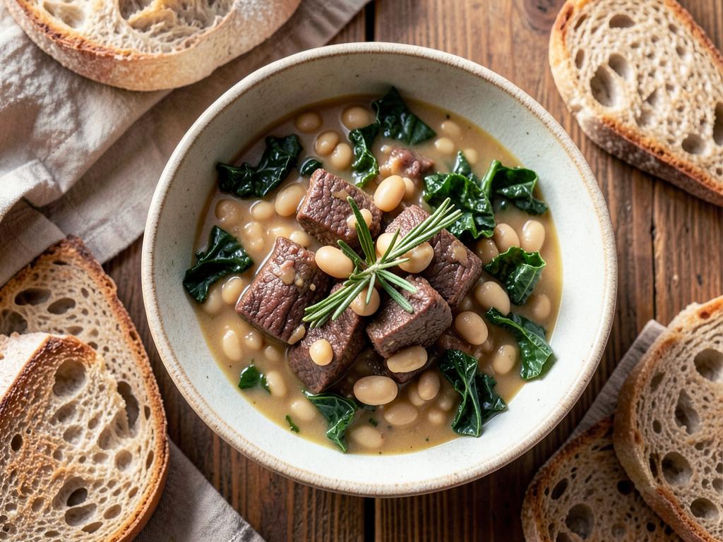 Tuscan beef and white bean stew with kale