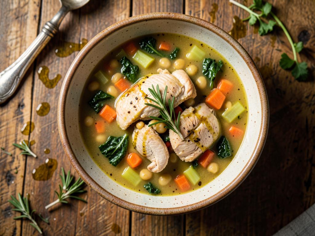 Italian chicken and cannellini bean soup with kale