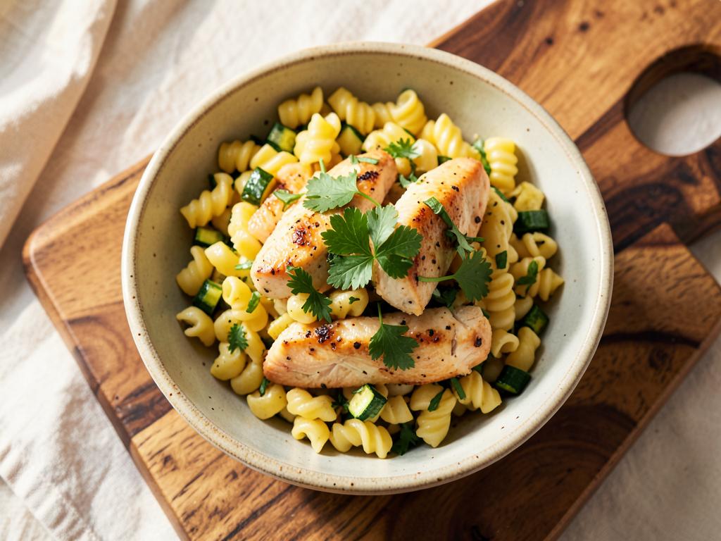 Lemon chicken and zucchini fusilli pasta