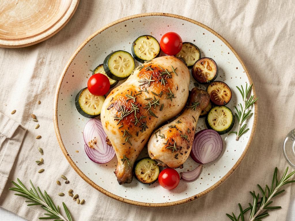 Roasted Italian herb chicken with zucchini and tomatoes