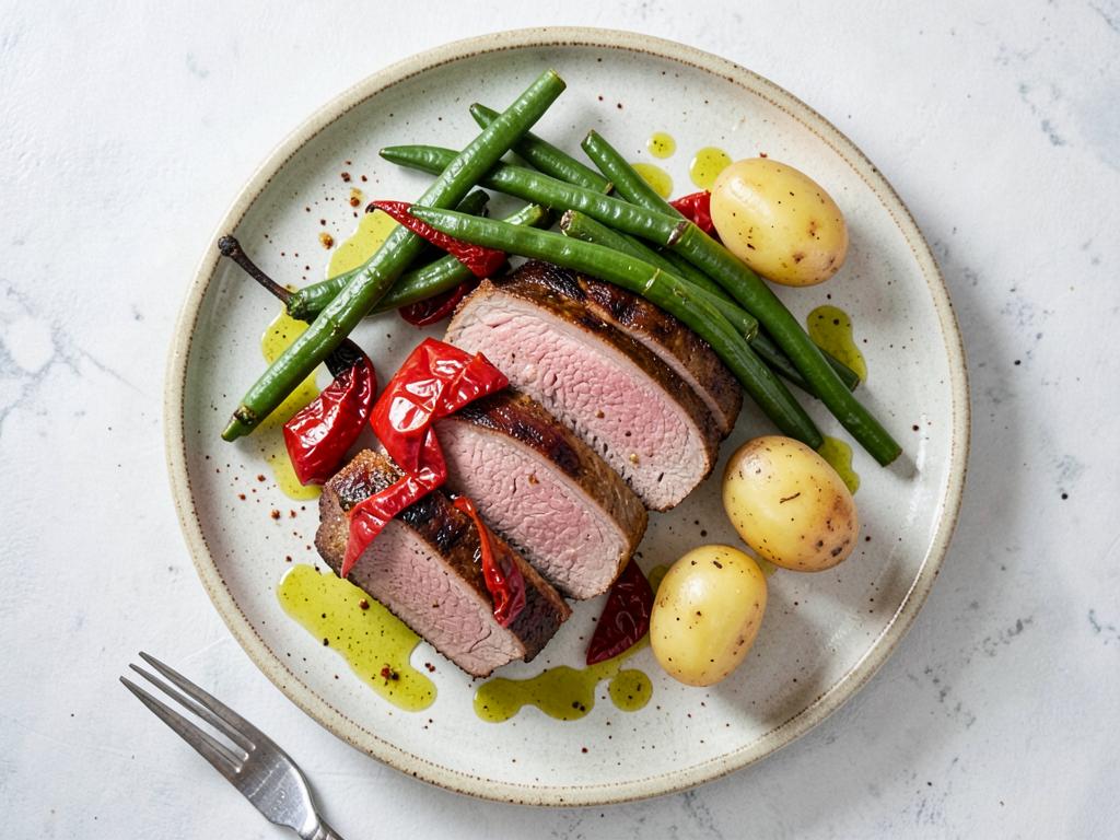 Paprika pork tenderloin with roasted peppers