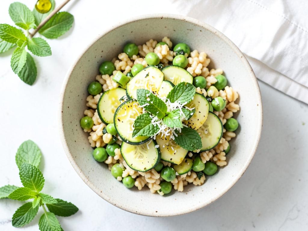 Zucchini pea and mint orecchiette pasta
